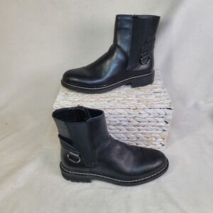 Franco Sarto L-Seri Ankle Boots Black Chunky Sole Grunge Goth Retro Punk 8M